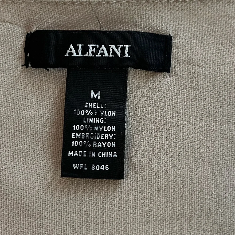 Alfani Taupe Rayon Blend Embroidery Floral Sheer Sleeve women’s size medium - Picture 13 of 14